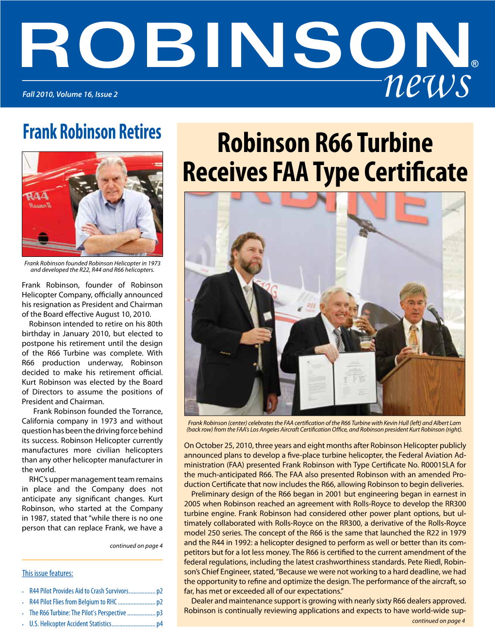 Robinson R66 Turbine Receives FAA Type Certificate