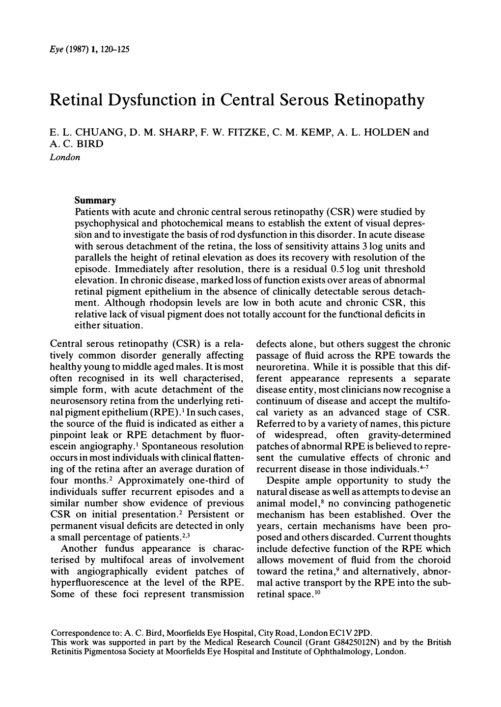 Retinal Dysfunction in Central Serous Retinopathy