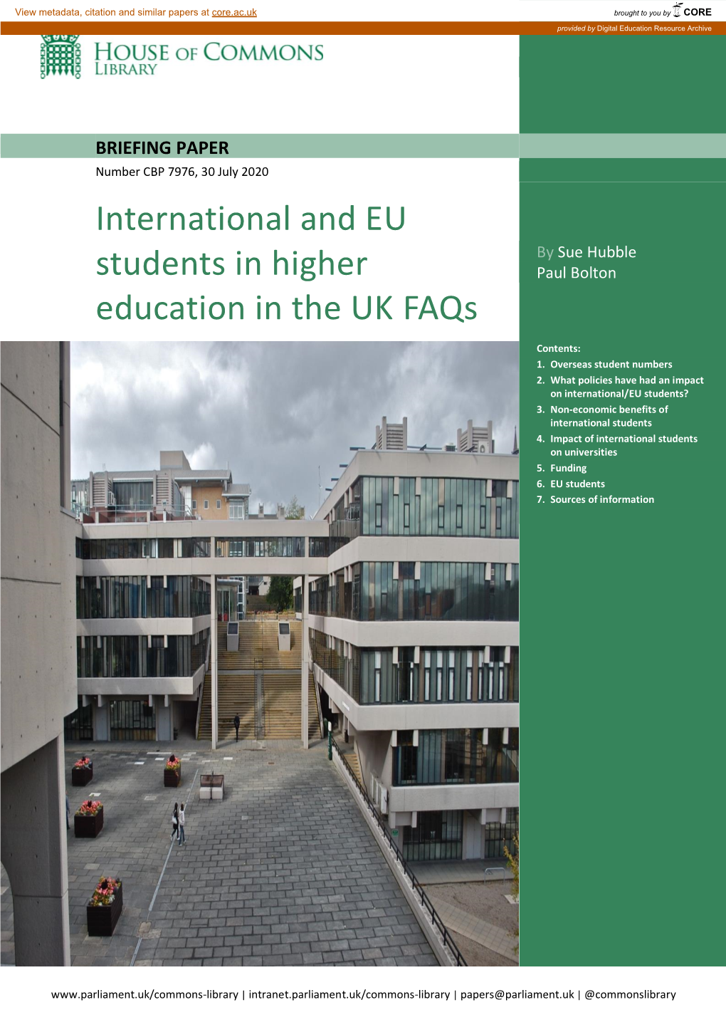 International and EU Students in Higher Education in the UK Faqs