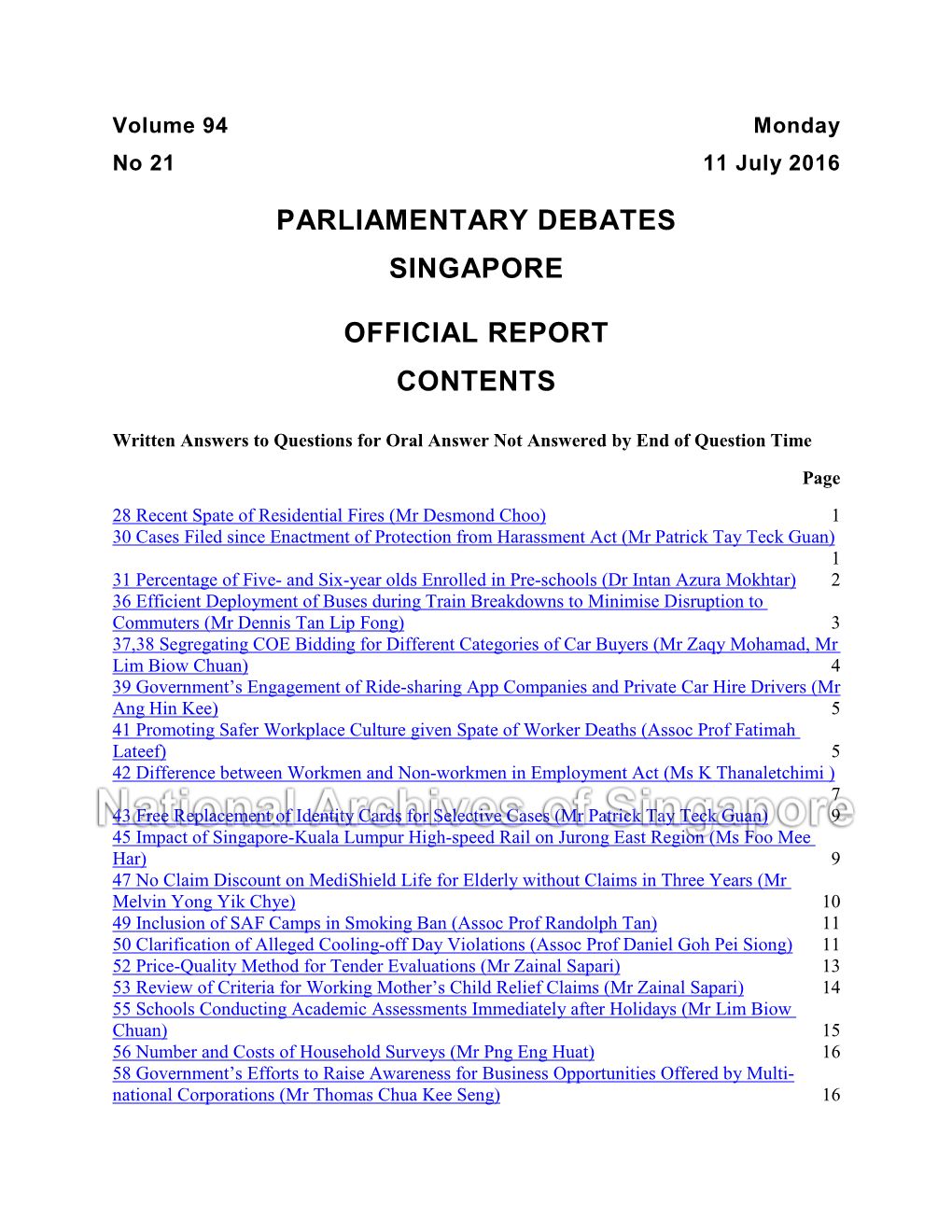 Parliamentary Debates Singapore Official Report