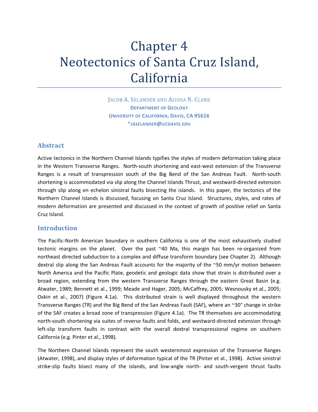 Chapter 4 Neotectonics of Santa Cruz Island, California