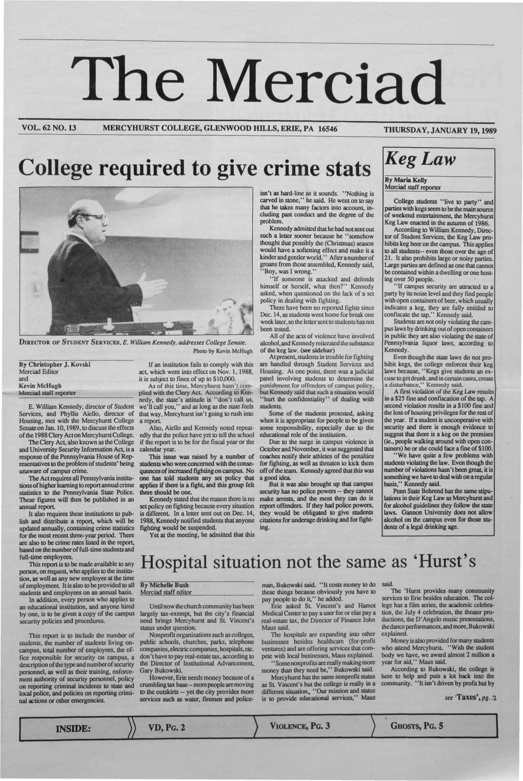 Vol. 62 No. 13 Mercyhurst College, Glenwood Hills