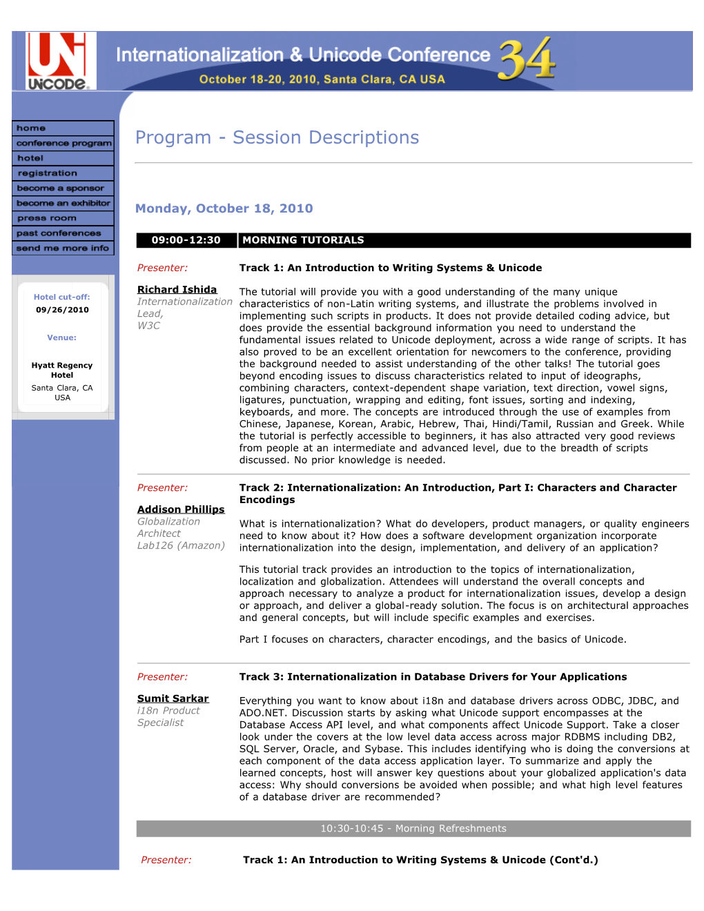 Program - Session Descriptions