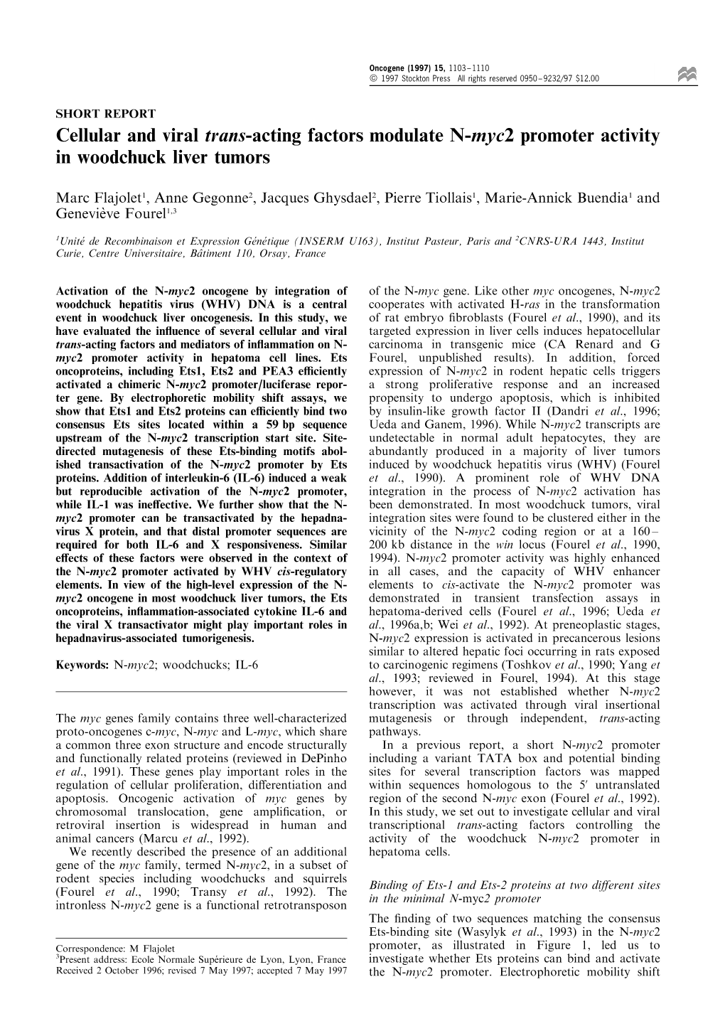 Cellular and Viral Trans-Acting Factors Modulate N-Myc2 Promoter Activity in Woodchuck Liver Tumors