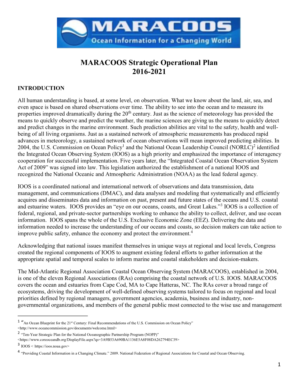 MARACOOS Strategic Operational Plan 2016-2021