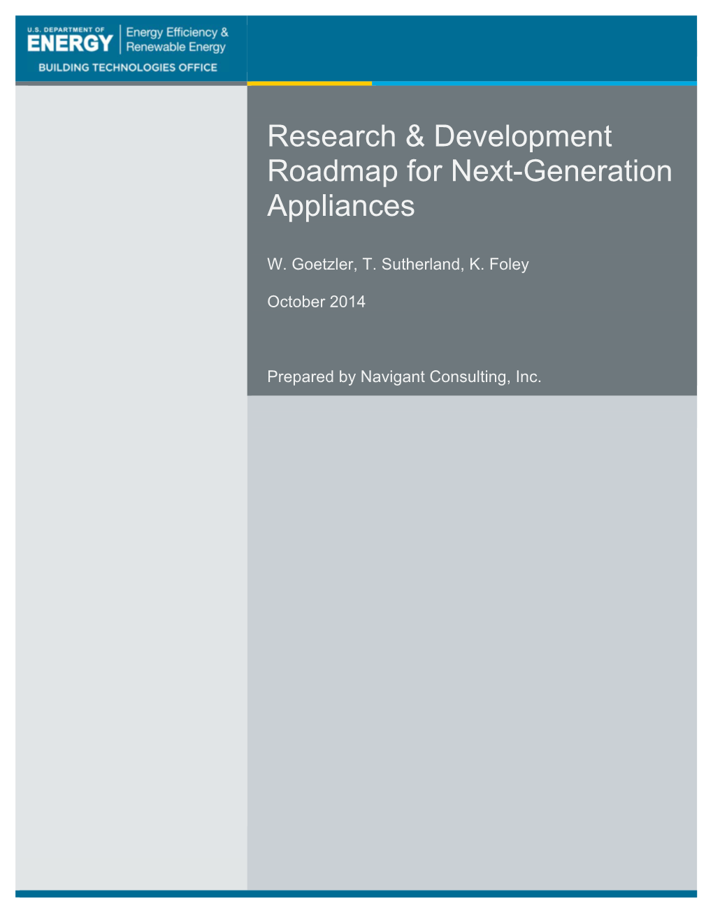 Research & Development Roadmap for Next-Generation Appliances