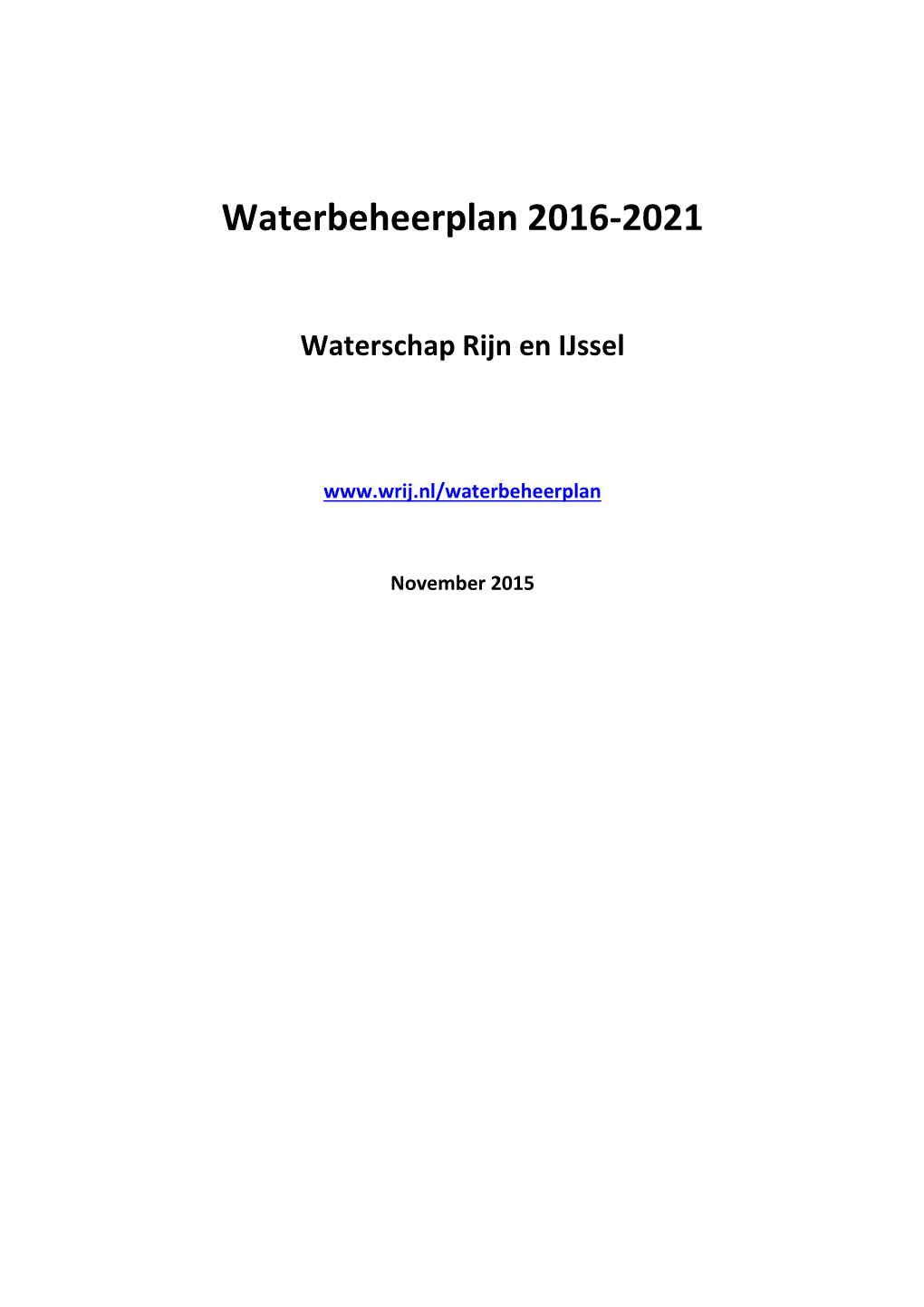 Waterbeheerplan 2016-2021