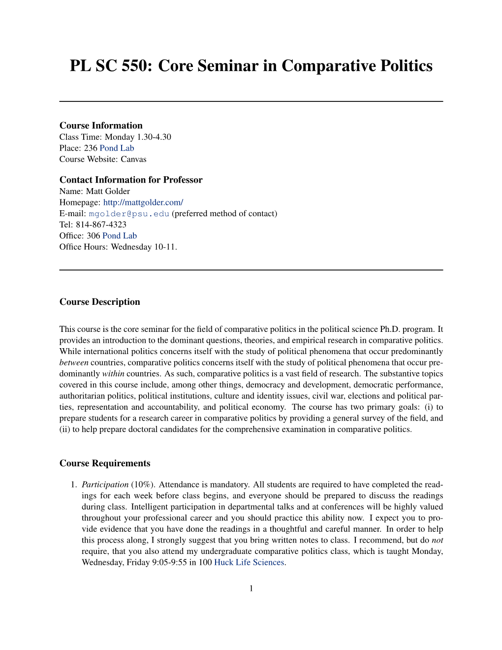 PL SC 550: Core Seminar in Comparative Politics