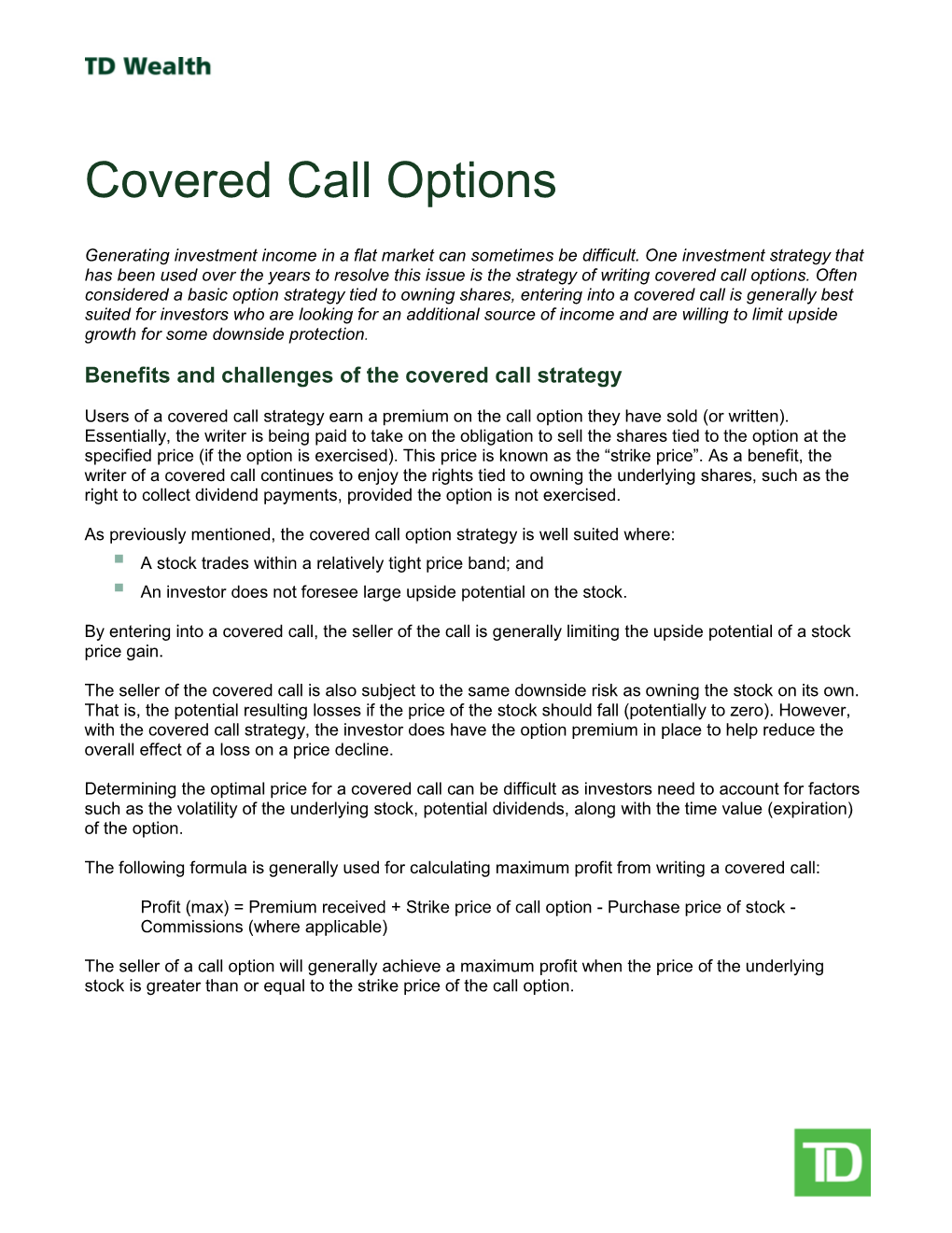 Covered Call Options