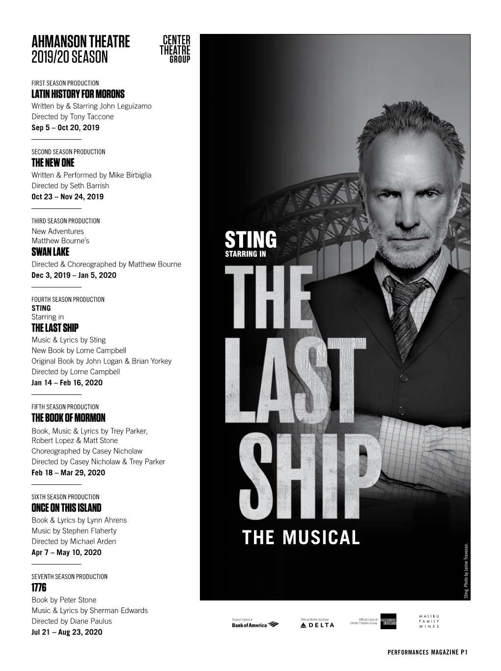 Ahmanson Theatre 2019/20 Season