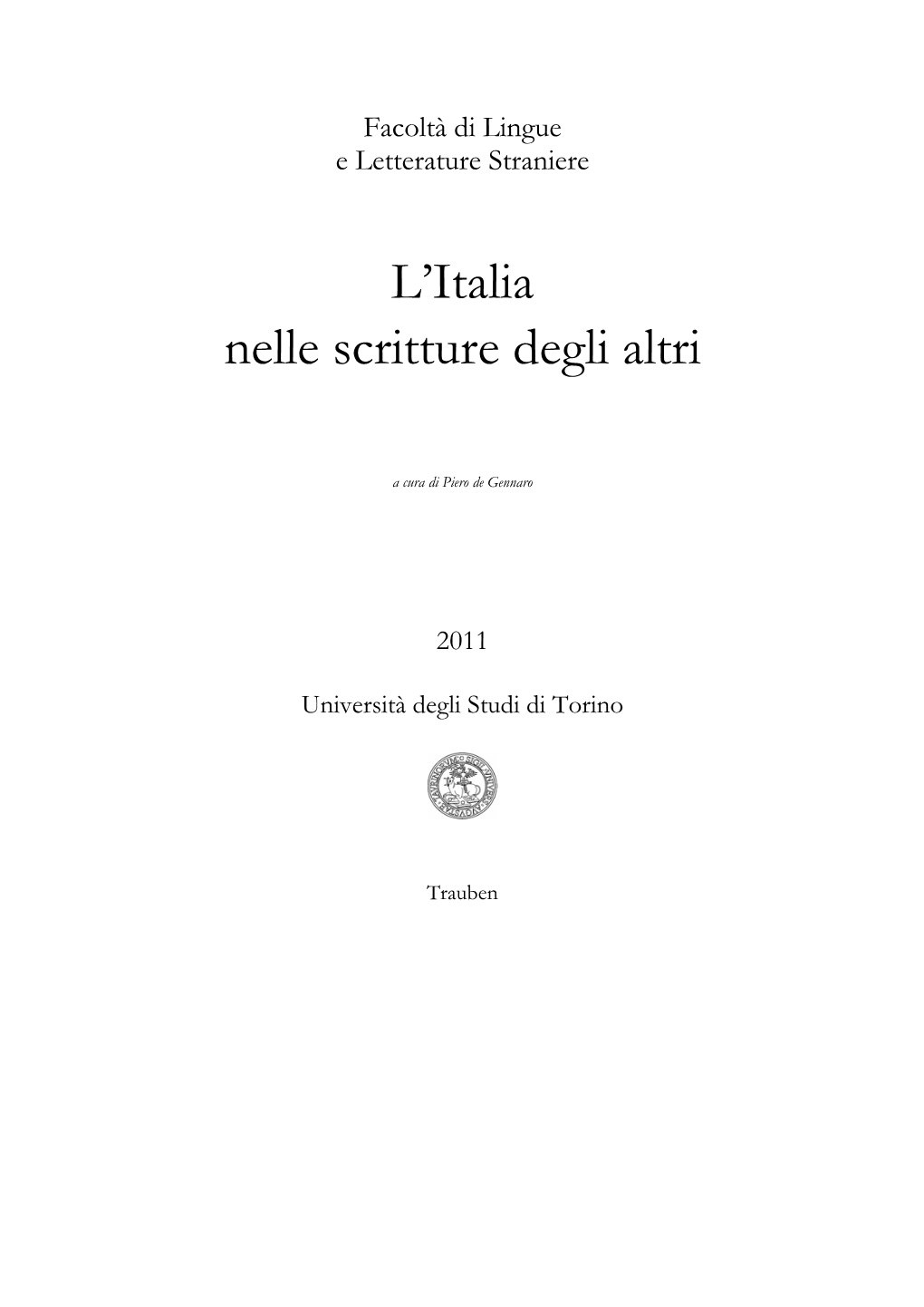 L'italia Nelle Scritture Degli Altri