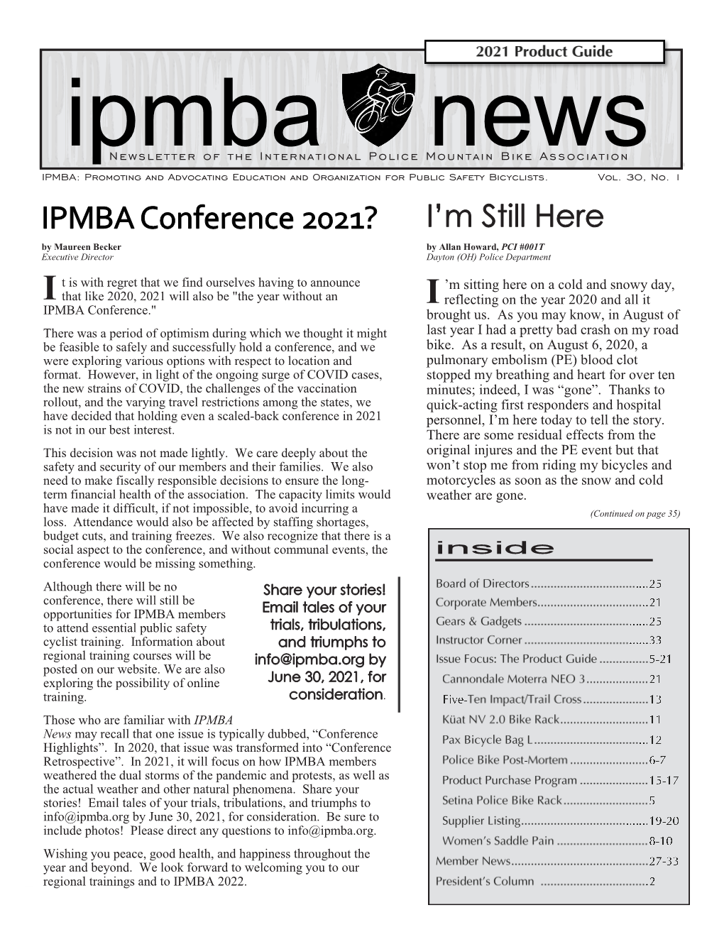 IPMBA News Vol. 30 No. 1 2021 Product Guide