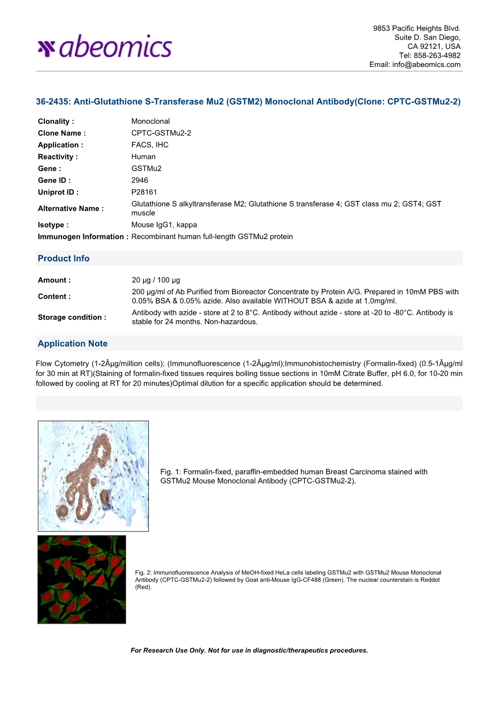 GSTM2) Monoclonal Antibody(Clone: CPTC-Gstmu2-2