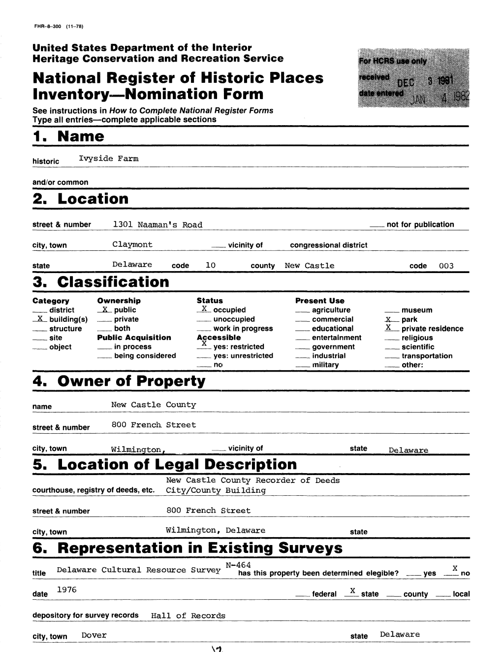 National Register of Historic Places Inventory Nomination Form