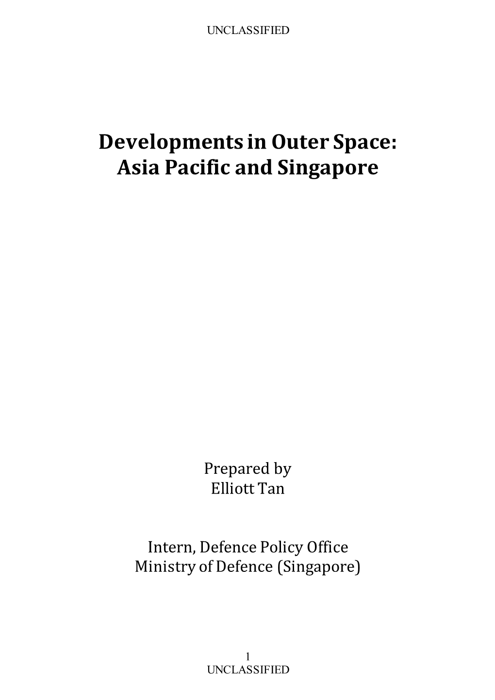 Developments in Outer Space: Asia Pacific and Singapore