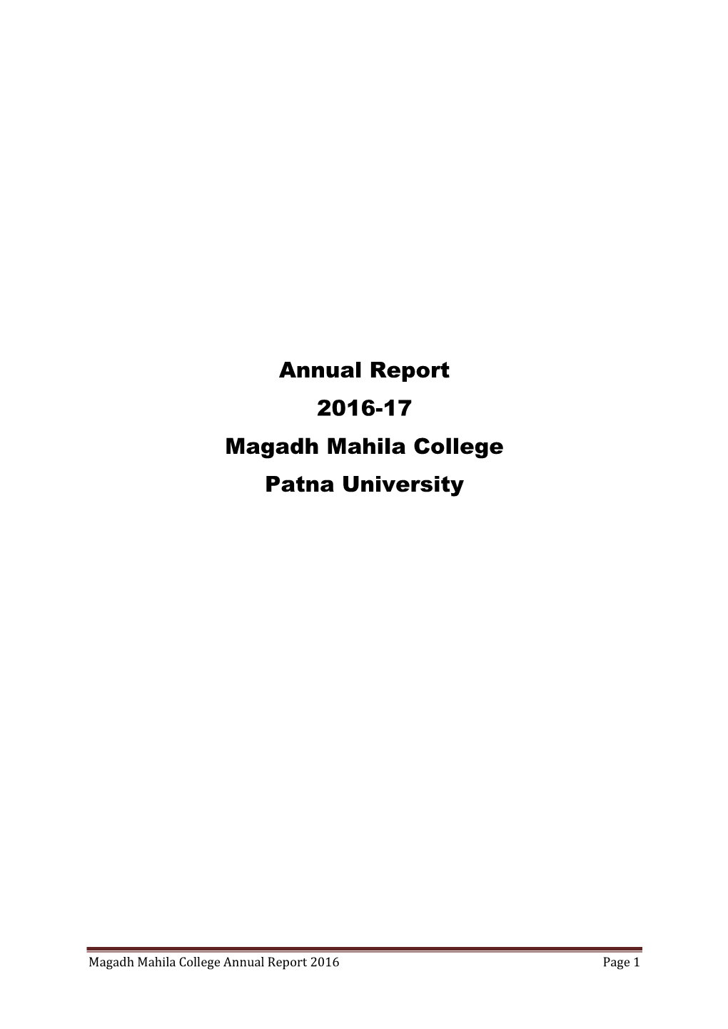 Annual Report 2016-17 Magadh Mahila College Patna University