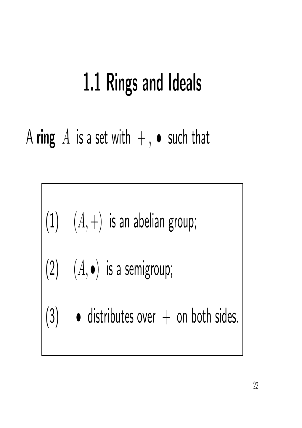 1.1 Rings and Ideals