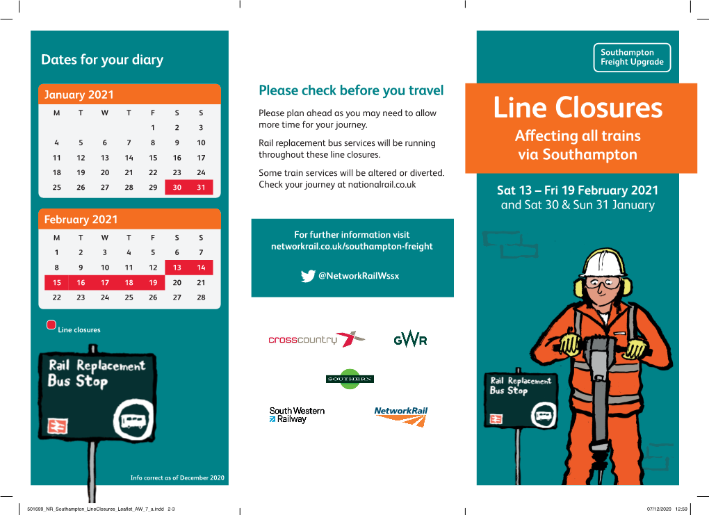 Line Closures 1 2 3 More Time for Your Journey