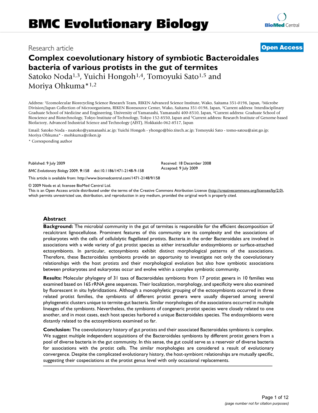 Complex Coevolutionary History of Symbiotic Bacteroidales Bacteria Of