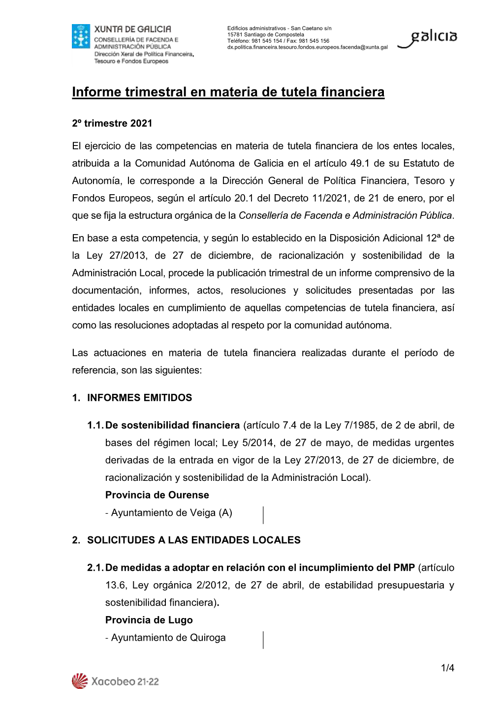 Informe Trimestral En Materia De Tutela Financiera