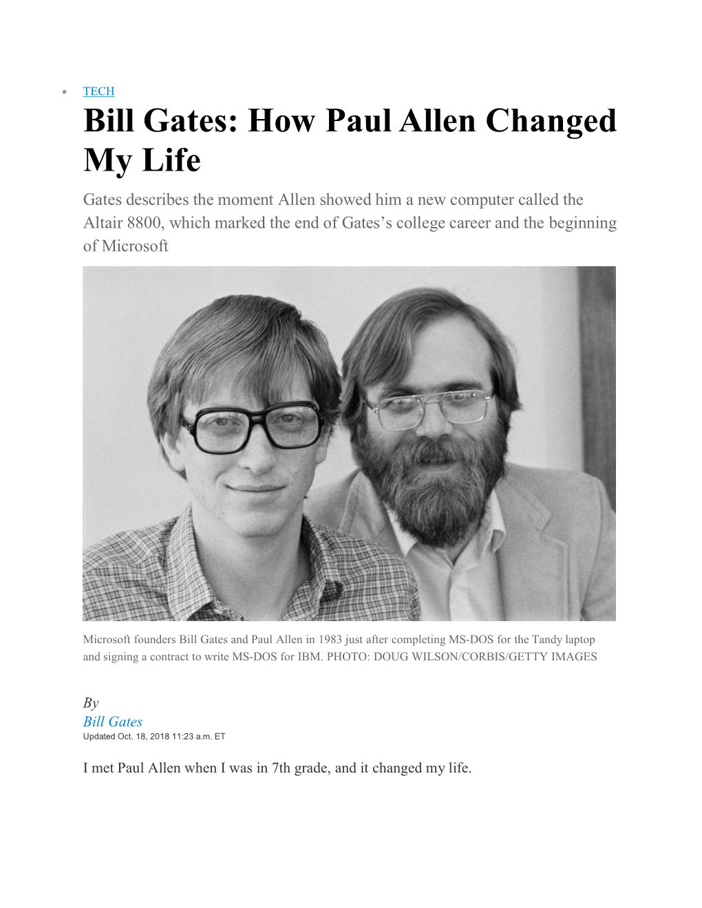 Bill Gates: How Paul Allen Changed My Life