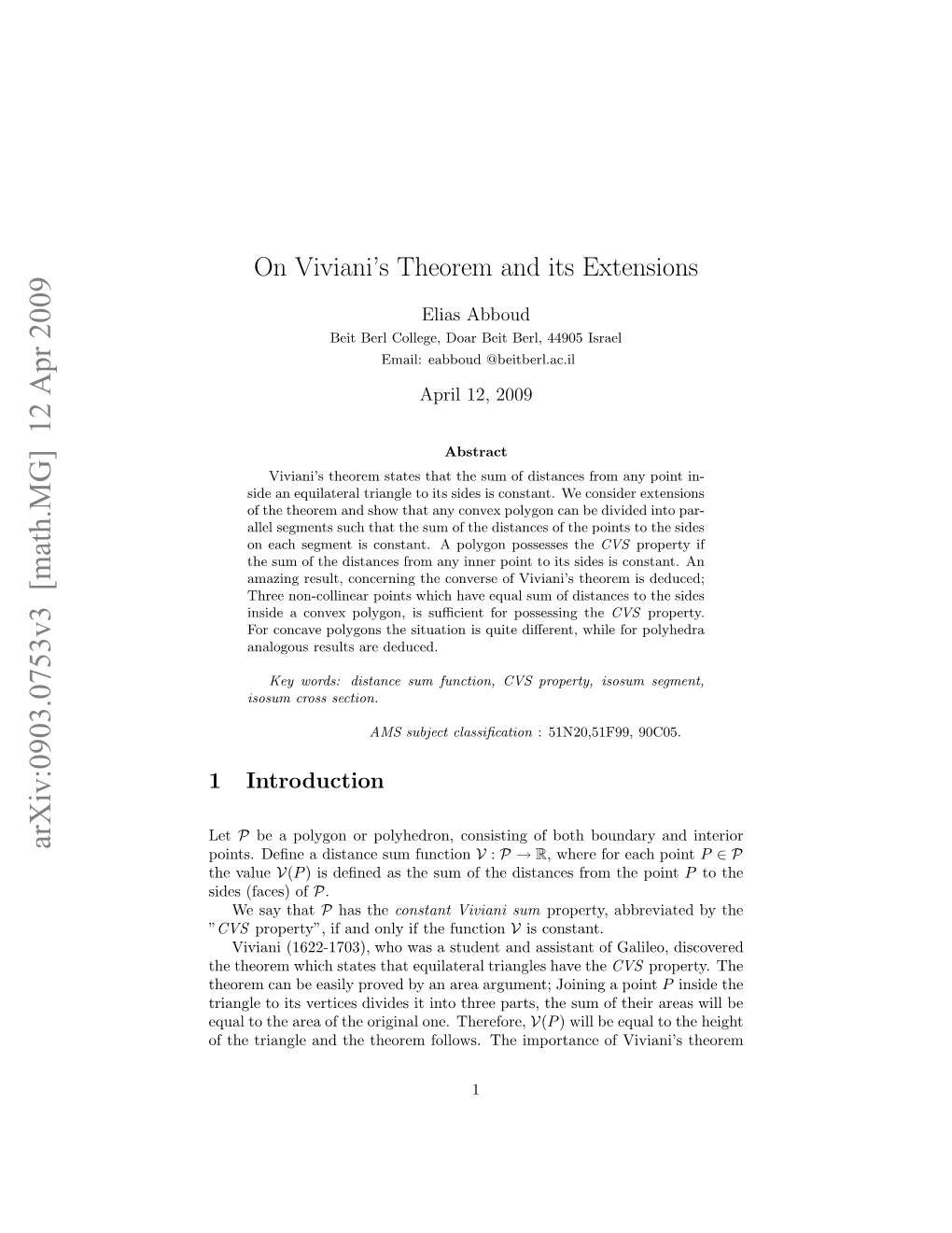 On Viviani's Theorem and Its Extensions