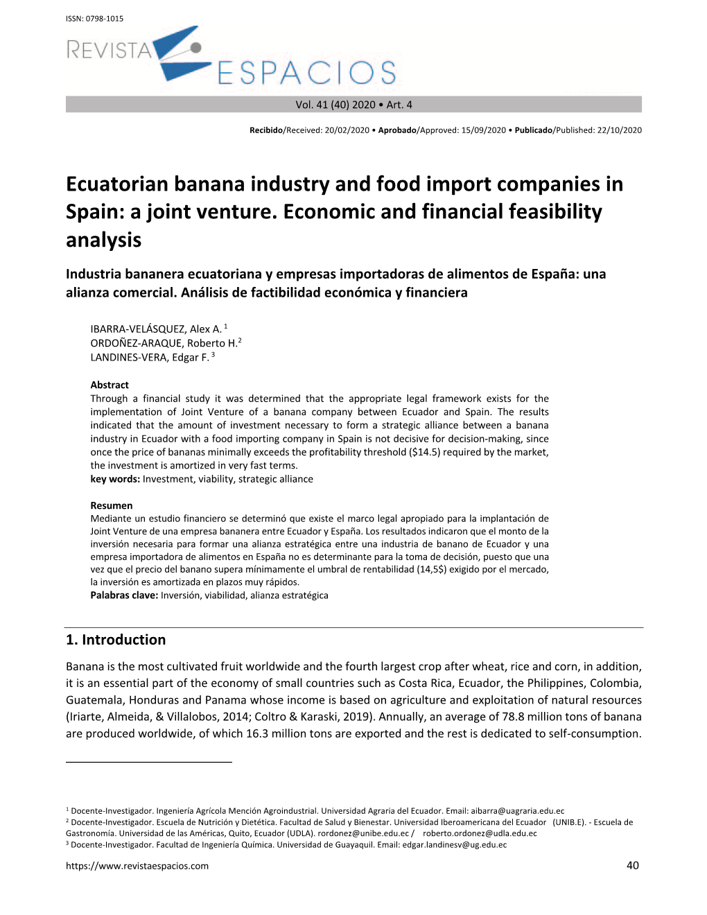 Ecuadorian Banana Industry and Food Import