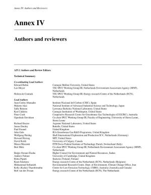 Annex IV: Authors and Reviewers
