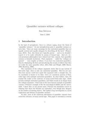 Quantifier Variance Without Collapse