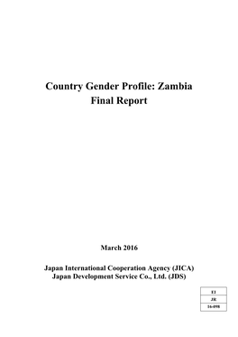 Country Gender Profile: Zambia Final Report