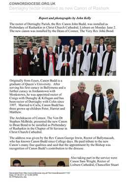 Derriaghy Rector Installed As New Canon of Rashark
