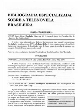 Bibliografia Especializada Sobre a Telenovela Brasileira