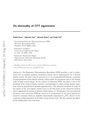 On Thermality of CFT Eigenstates