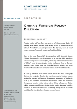 China's Foreign Policy Dilemma