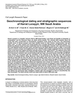 Geochronological Dating and Stratigraphic Sequences of Harrat Lunayyir, NW Saudi Arabia