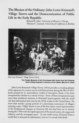 The Illusion of the Ordinary. John Lewis Krimmel's Village Tavern and the Democratization of Public Life in the Early Republic Richard R