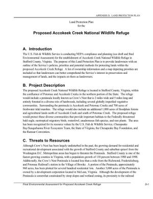 Proposed Accokeek Creek National Wildlife Refuge A. Introduction B