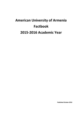 American University of Armenia Factbook 2015-2016 Academic Year