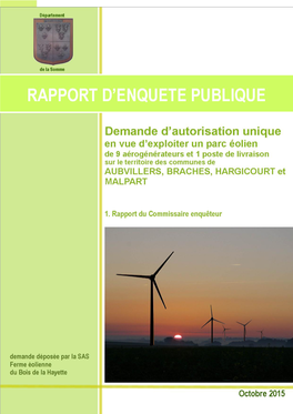 Rapport E.P. Eoliennes Aubvillers 2015