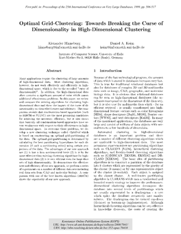 Optimal Grid-Clustering : Towards Breaking the Curse of Dimensionality in High-Dimensional Clustering