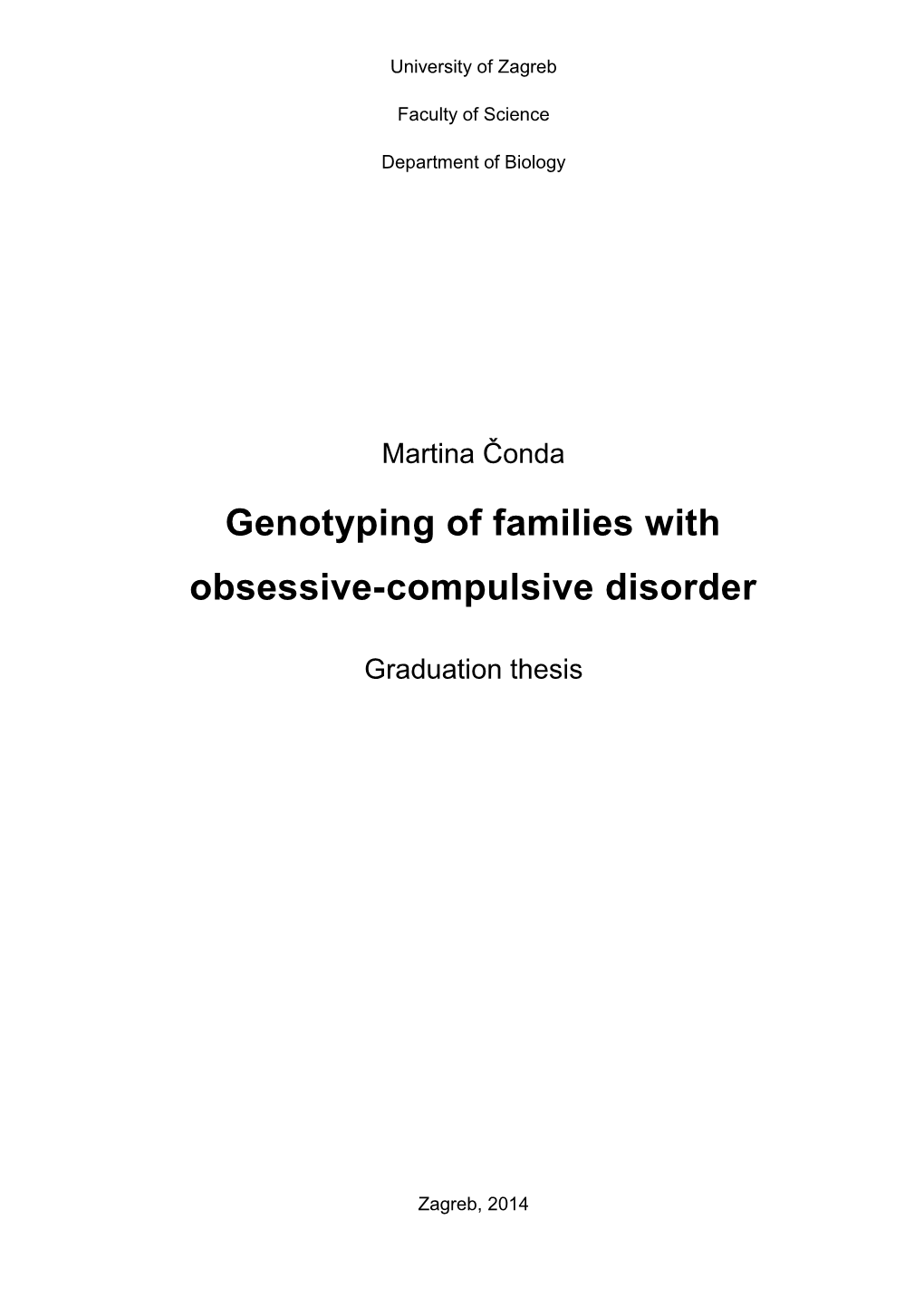 Genotyping of Families with Obsessive-Compulsive Disorder