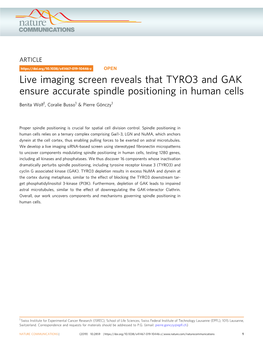 Live Imaging Screen Reveals That TYRO3 and GAK Ensure Accurate Spindle Positioning in Human Cells