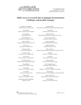 Public Access to Research Data in Language Documentation: Challenges and Possible Strategies