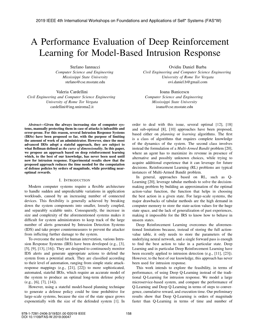 A Performance Evaluation of Deep Reinforcement Learning for Model-Based Intrusion Response