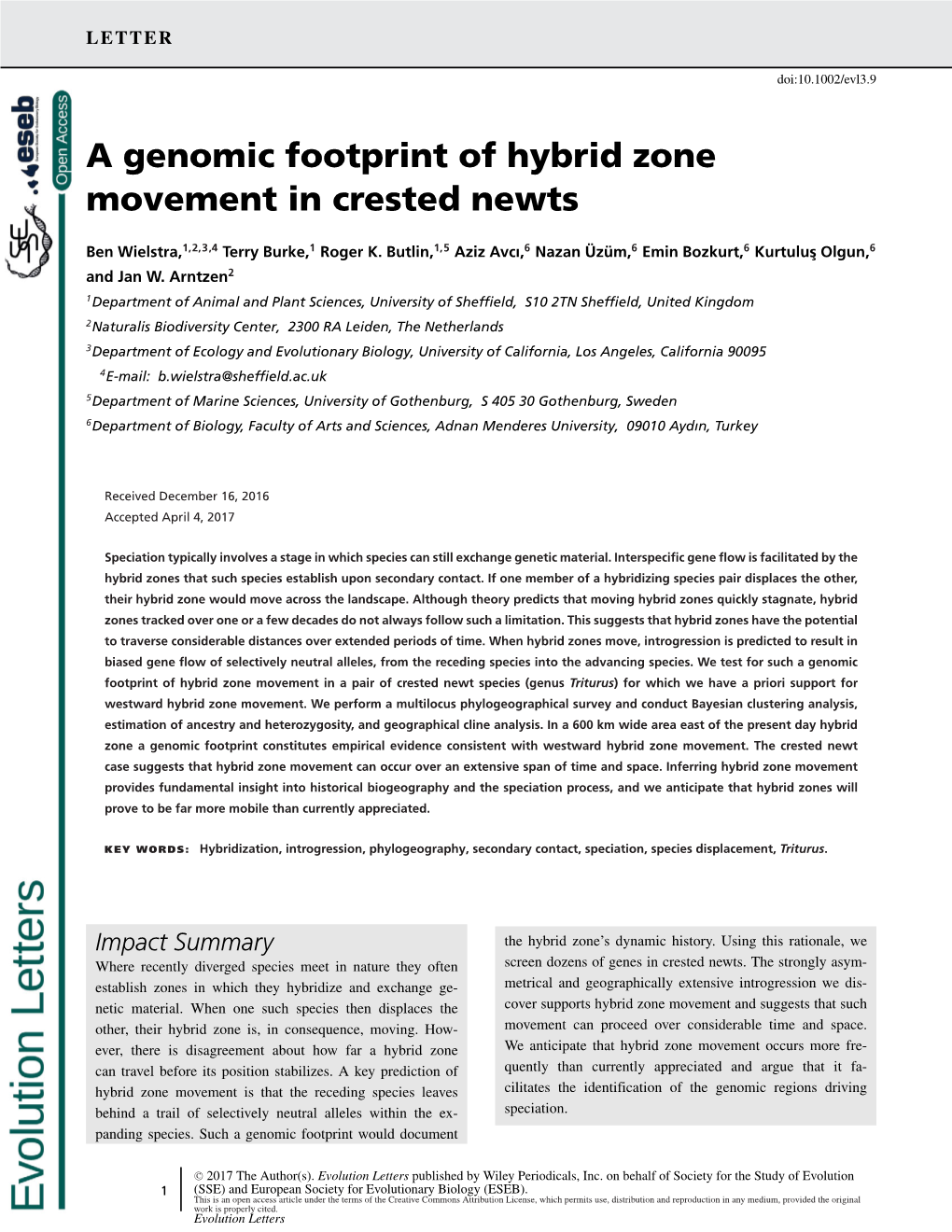 A Genomic Footprint of Hybrid Zone Movement in Crested Newts