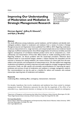 Improving Our Understanding of Moderation and Mediation In