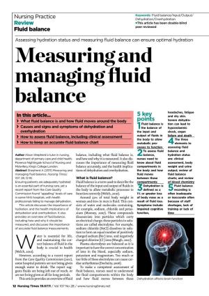 Measuring and Managing Fluid Balance Headaches, Fatigue in This Article