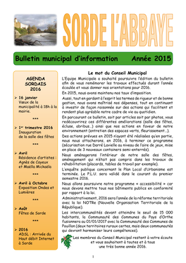 Bulletin Municipal D'information Année 2015