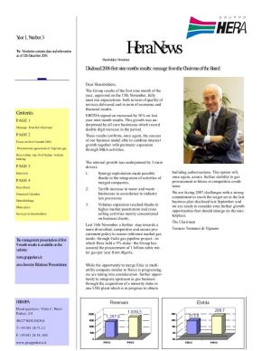 Heranews As of 12Th December 2006 Shareholders Newsletter Disclosed 2006 First Nine Months Results: Message from the Chairman of the Board