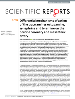Differential Mechanisms of Action of the Trace Amines Octopamine